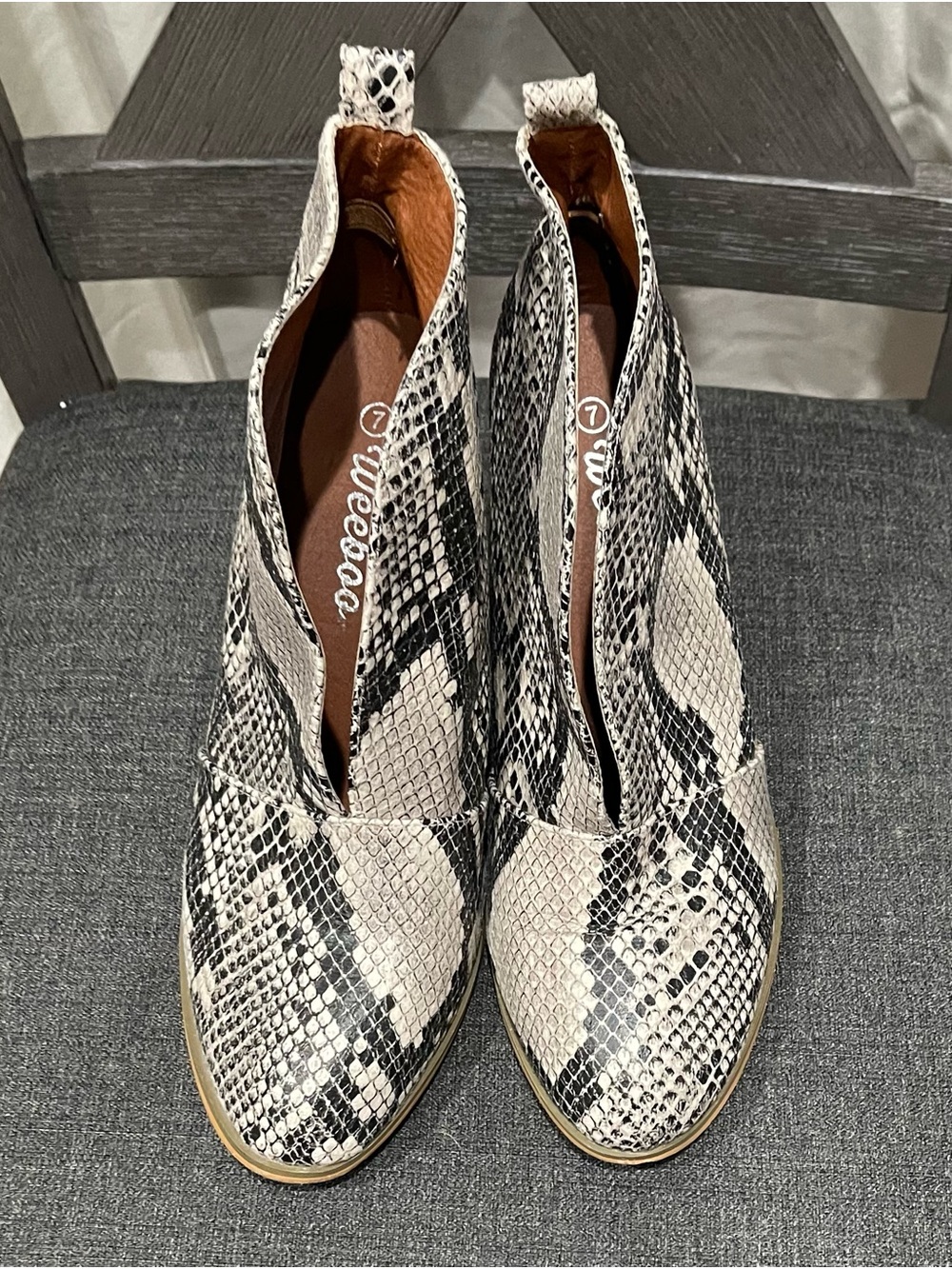 Windsor Smith Black & White Snake-Print Ankle Booties